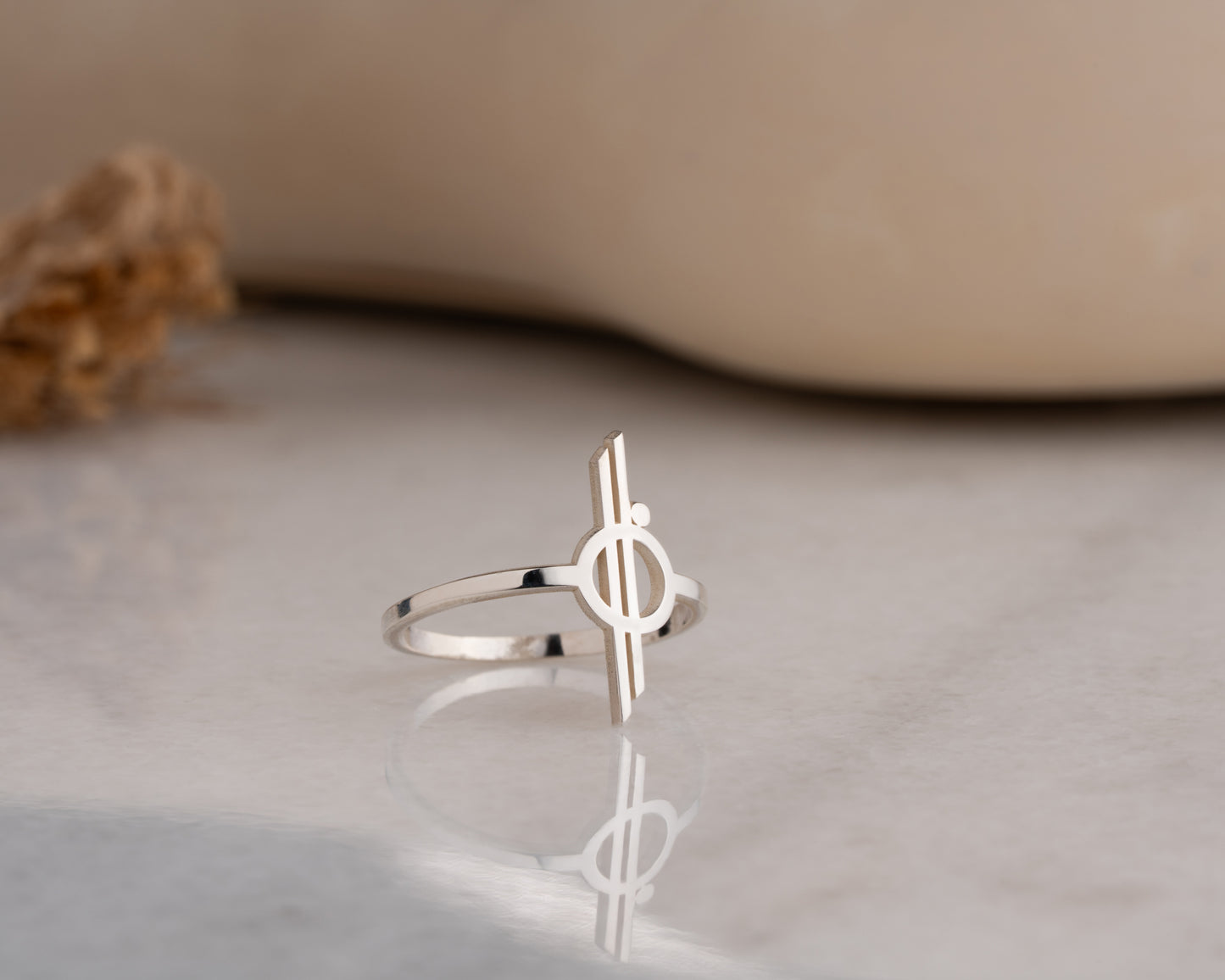 Minimalist orbit symbol ring in gold