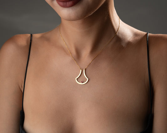 Minimal open drop birthstone necklace