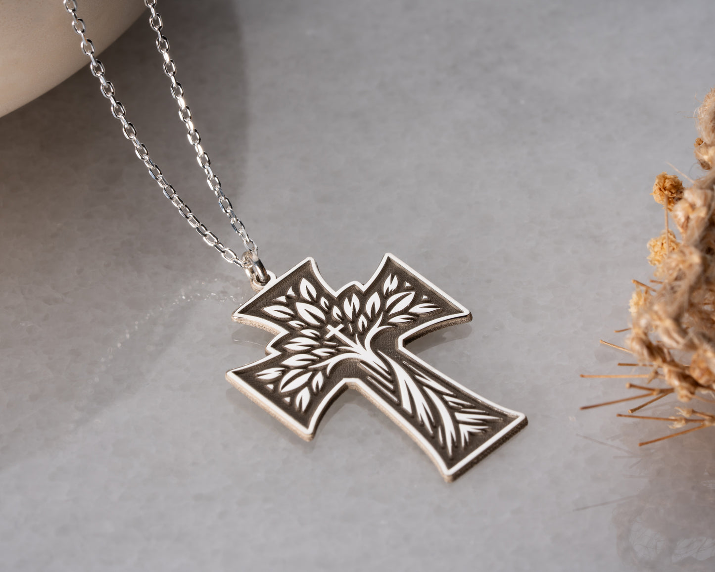 Tree of life cross necklace pendant