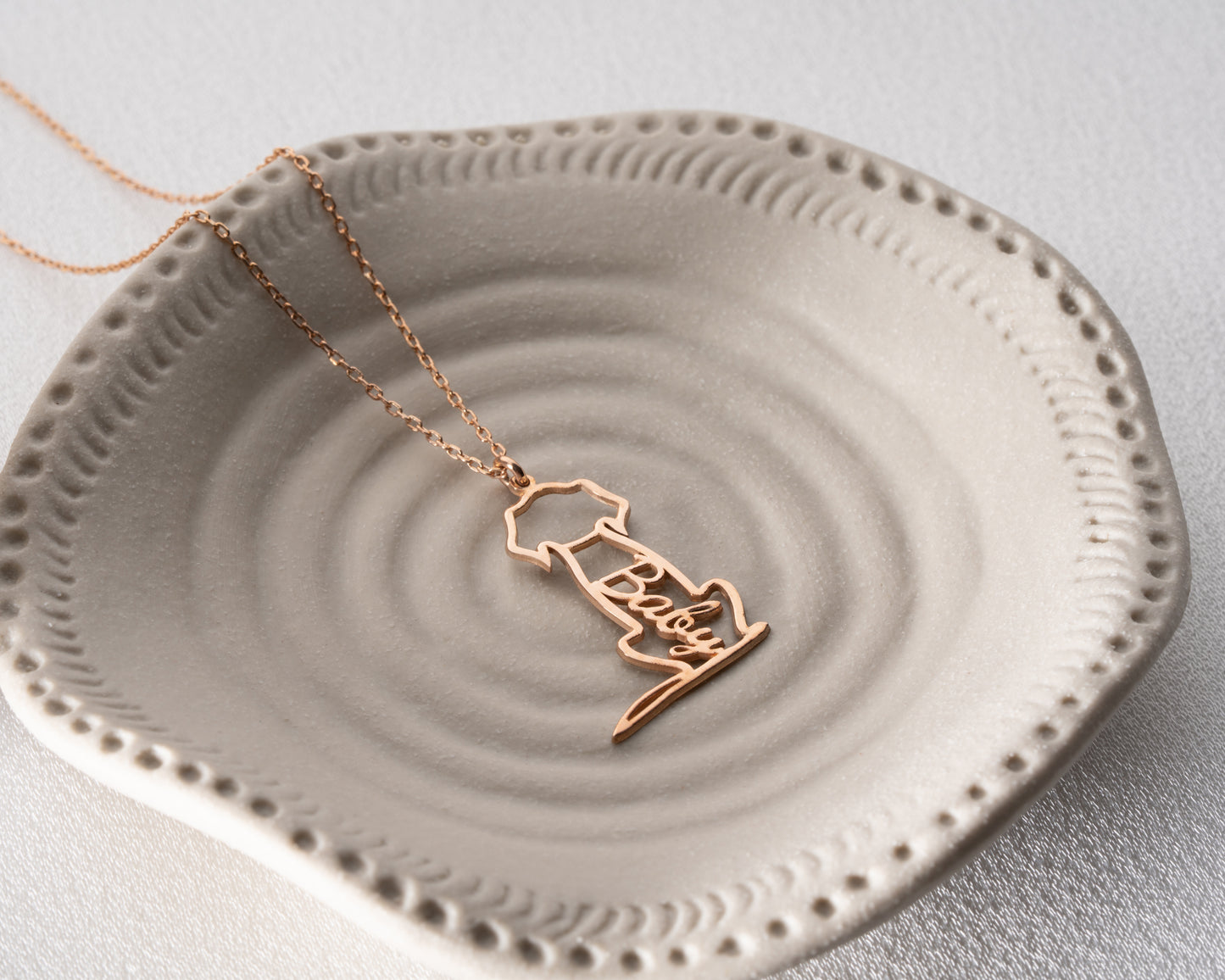 Custom dog name necklace close-up