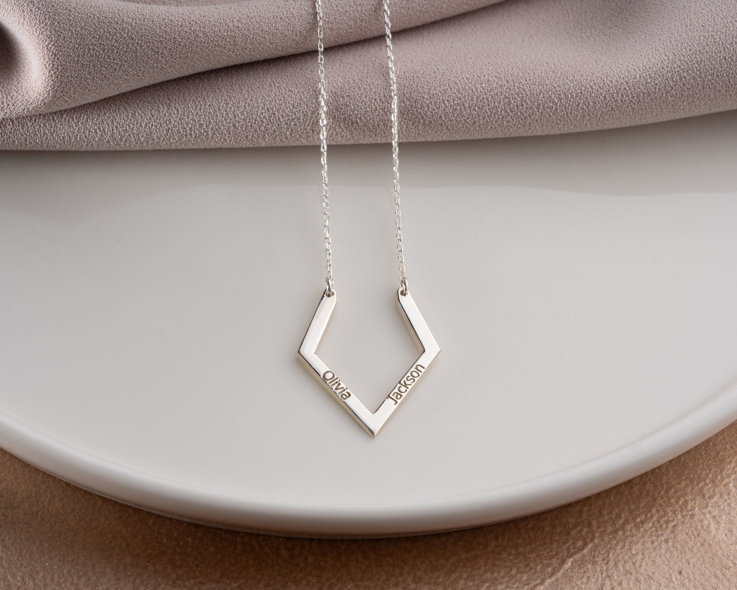 Custom Geometric Name Ring Holder Necklace