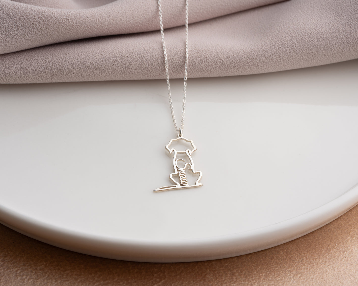 Dog name pendant in sterling silver