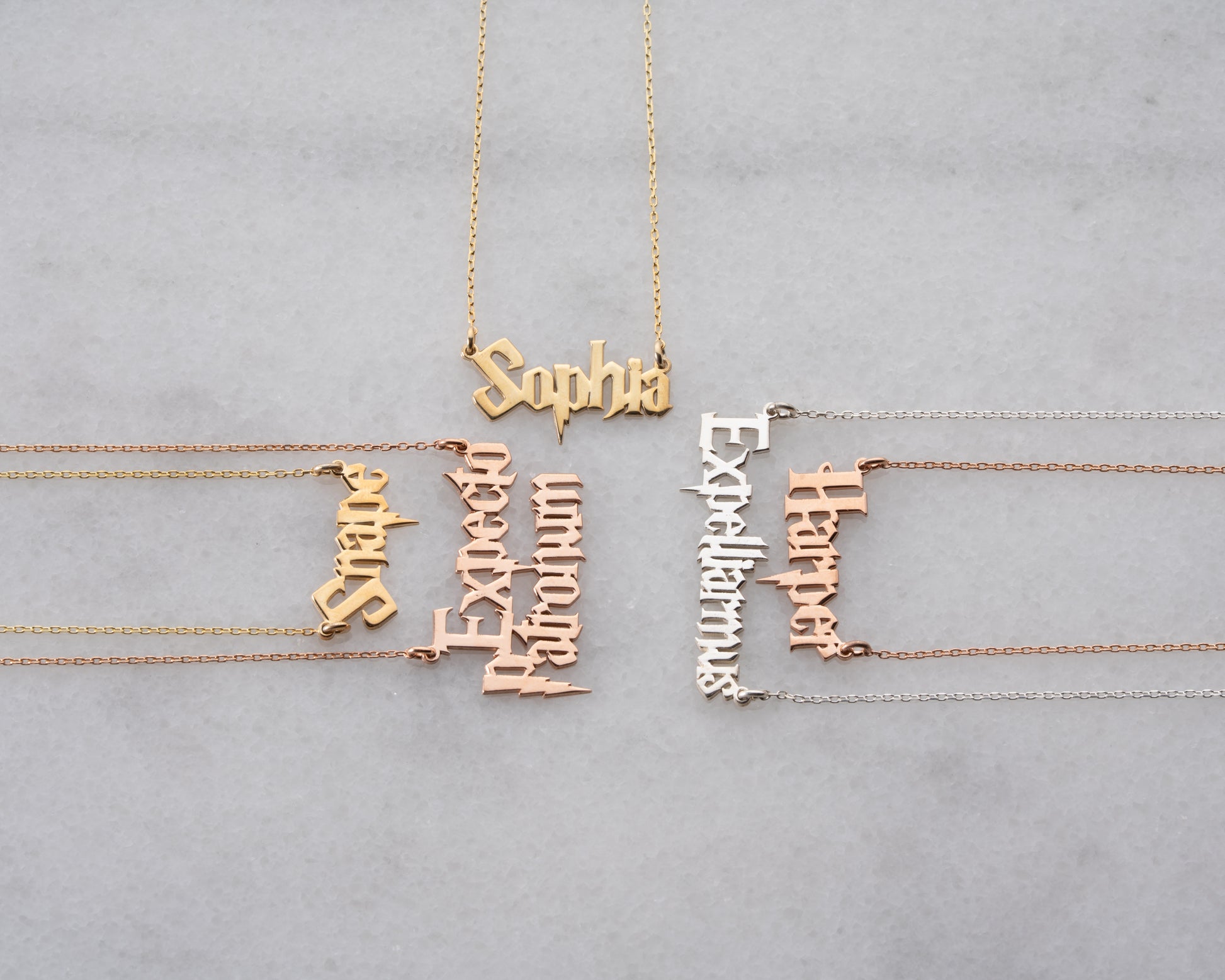 Wizard font necklace final detail