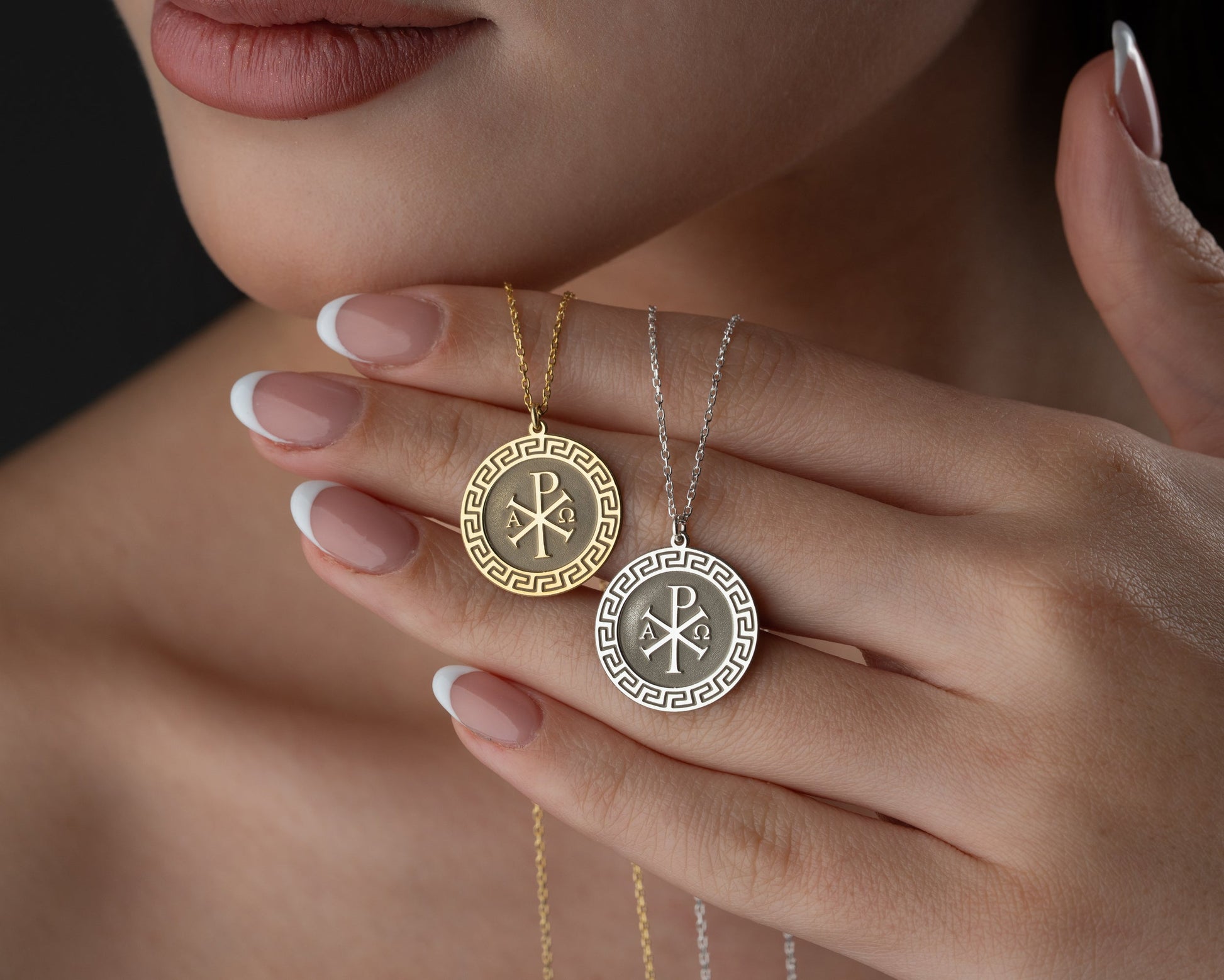 Alpha Omega medallion necklace