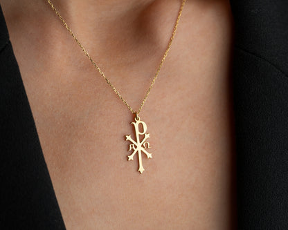 Chi Rho Necklace Christian Christogram Pendant