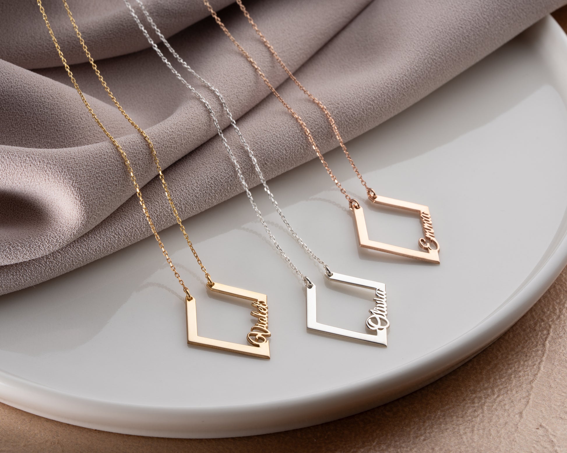 Personalized Geometric Ring Holder Necklace