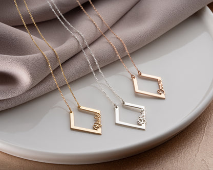 Personalized Geometric Ring Holder Necklace