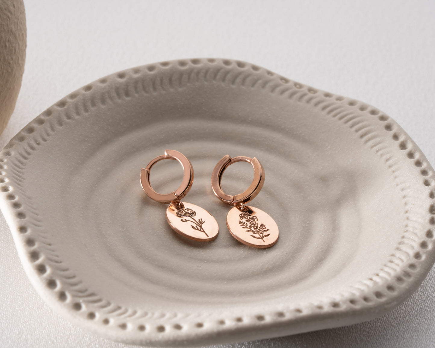 birth flower hoop earrings