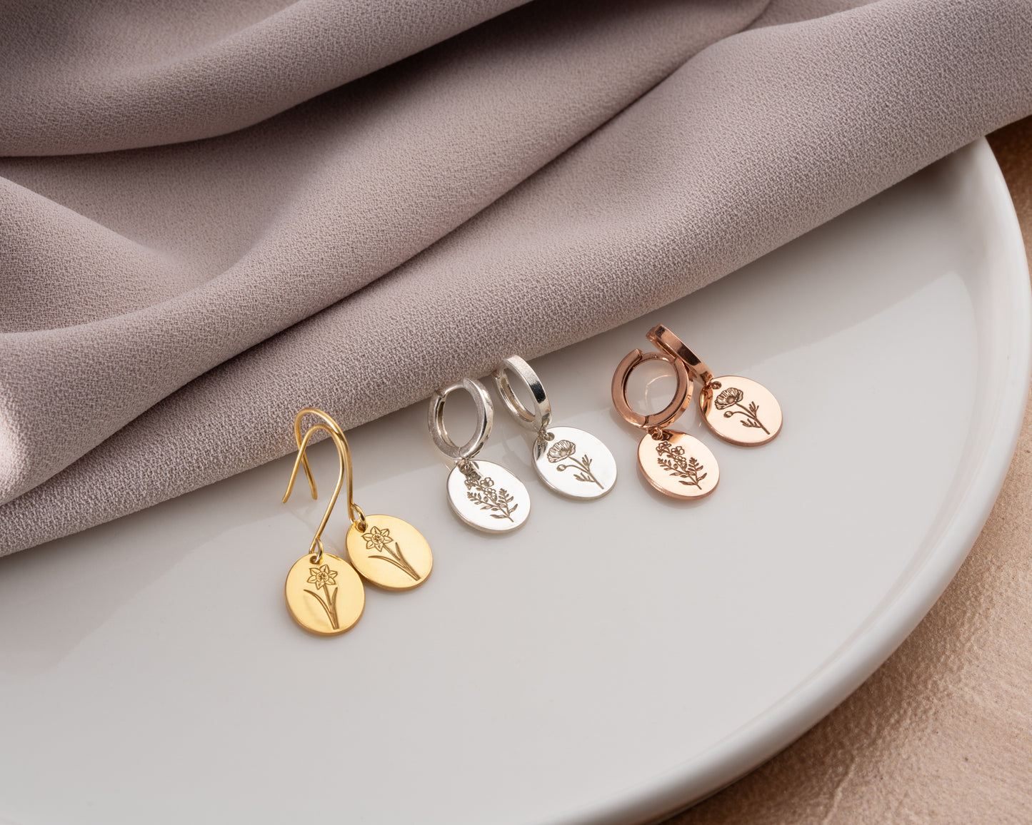 botanical birth flower earrings
