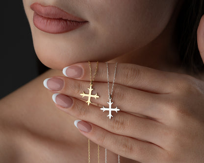Budded cross faith necklace