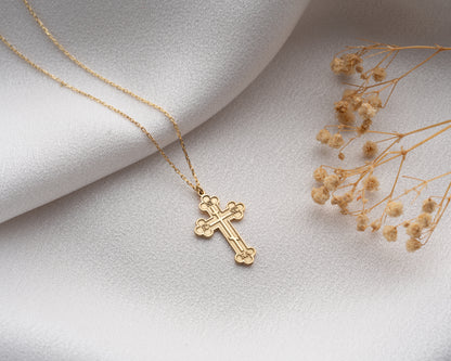 Byzantine Christian Cross Pendant Necklace