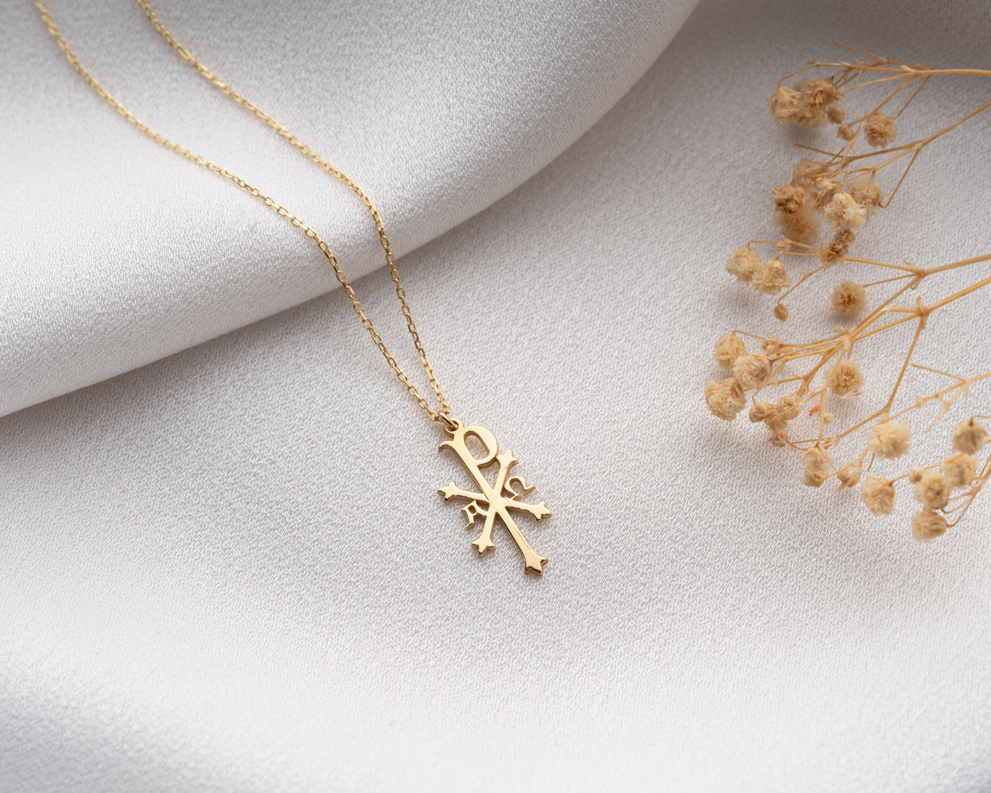 Ancient Christian Symbol Chi Rho Necklace