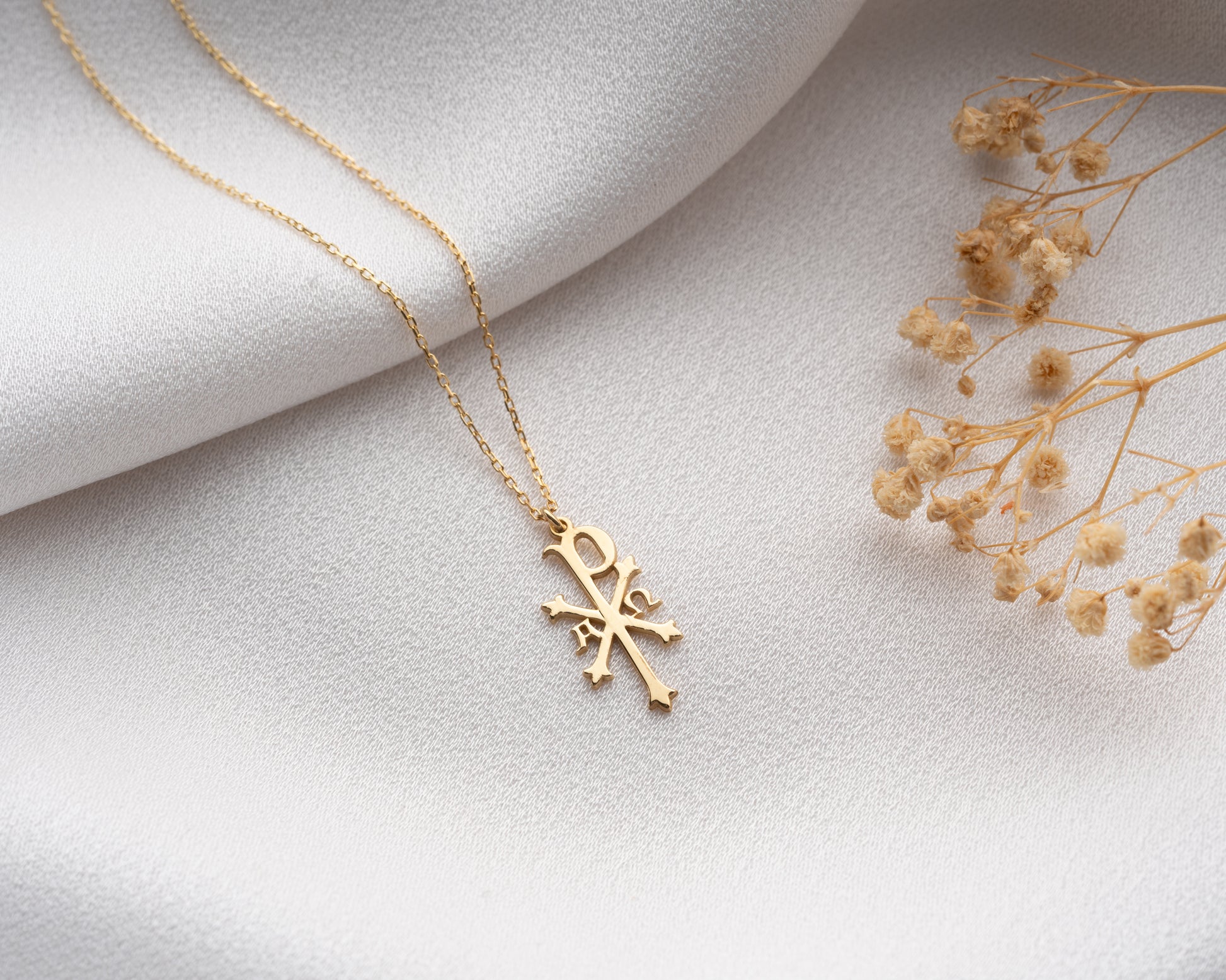 Ancient Christian Symbol Chi Rho Necklace