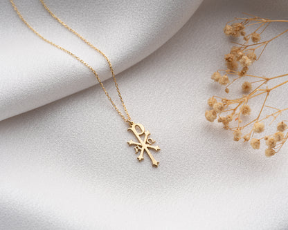 Ancient Christian Symbol Chi Rho Necklace