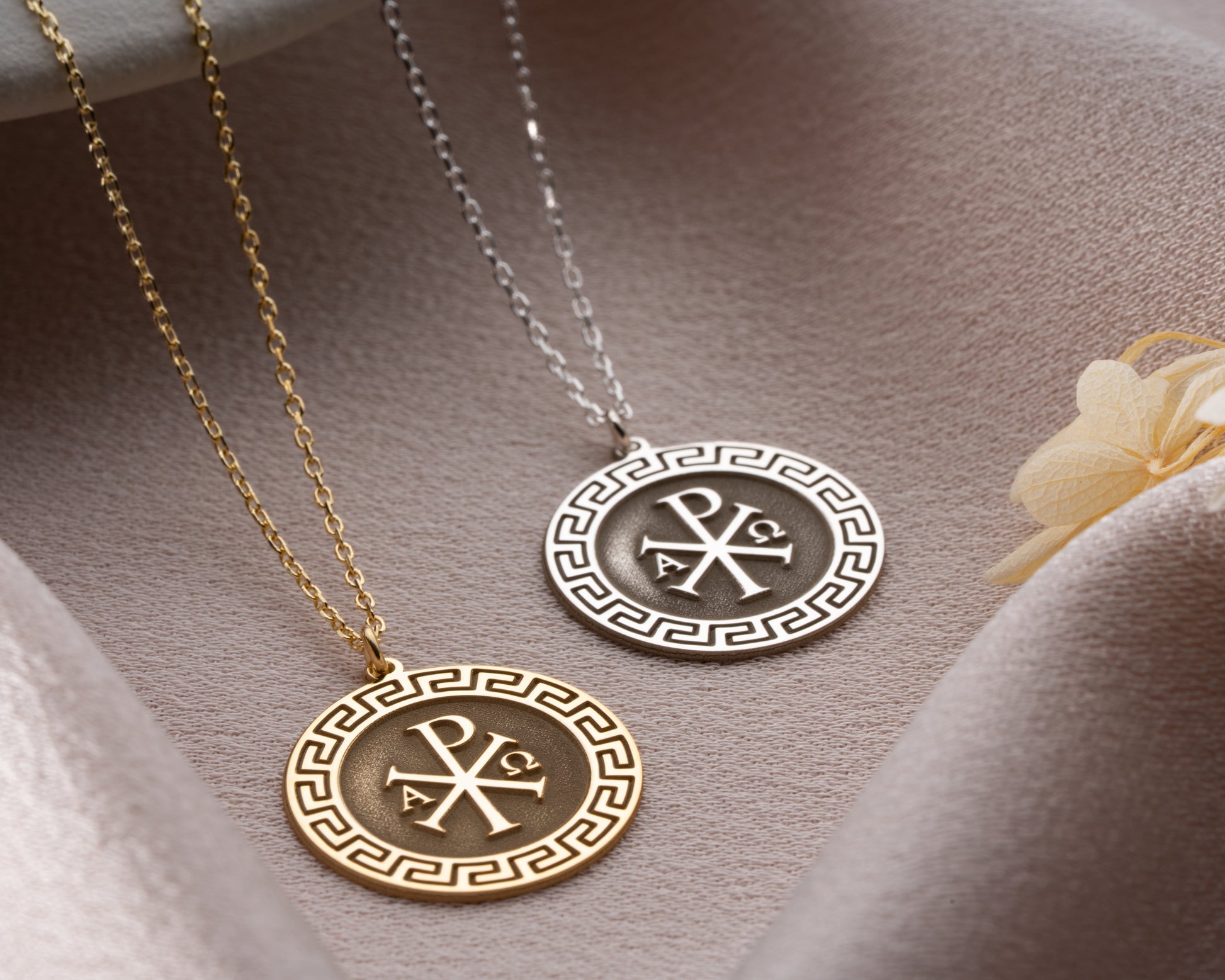 Chi Rho necklace close up