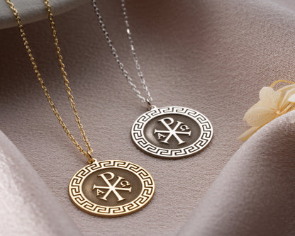 Chi Rho necklace close up