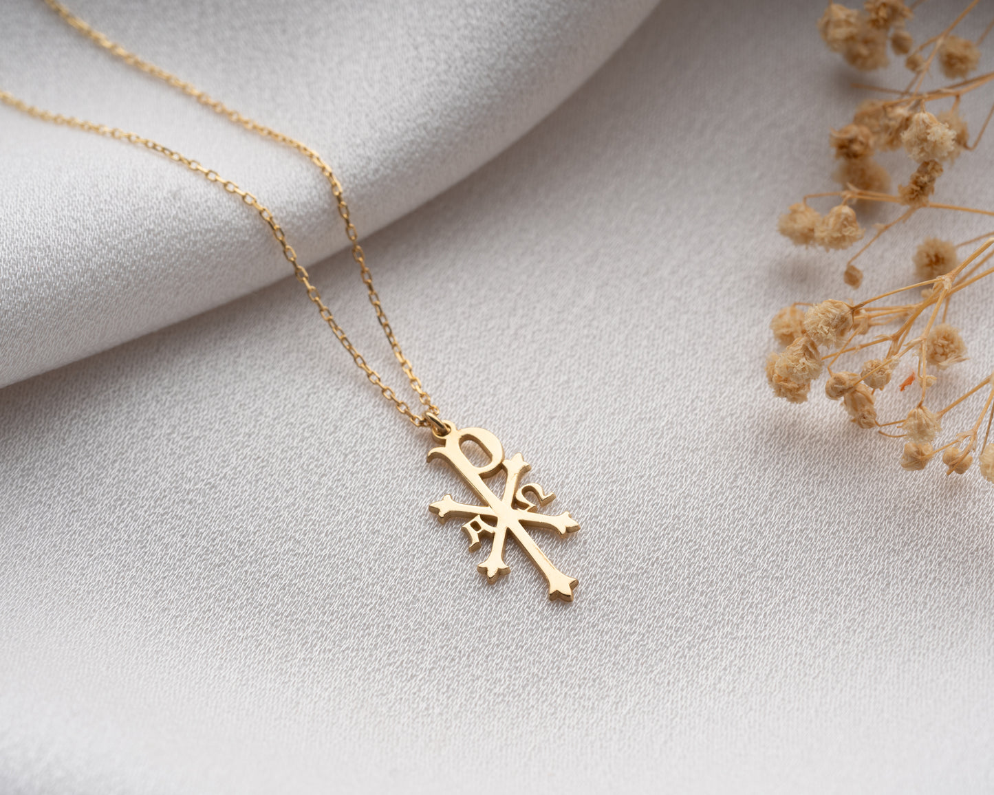 Religious Chi Rho Pendant Necklace