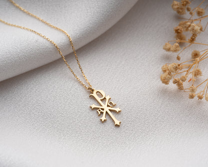 Religious Chi Rho Pendant Necklace