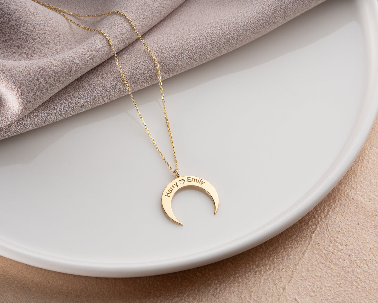 Personalized Moon Ring Holder Necklace