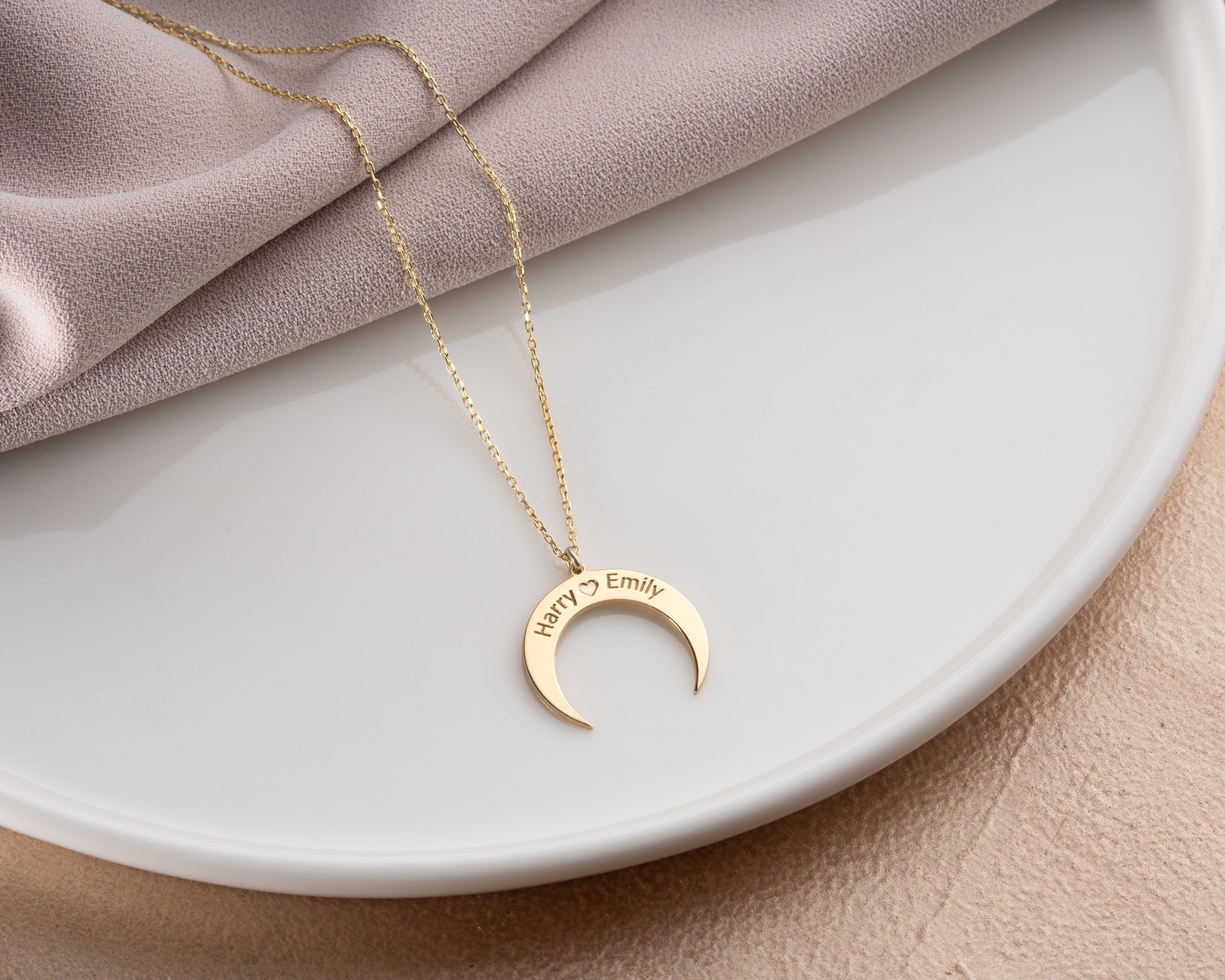 Personalized Moon Ring Holder Necklace