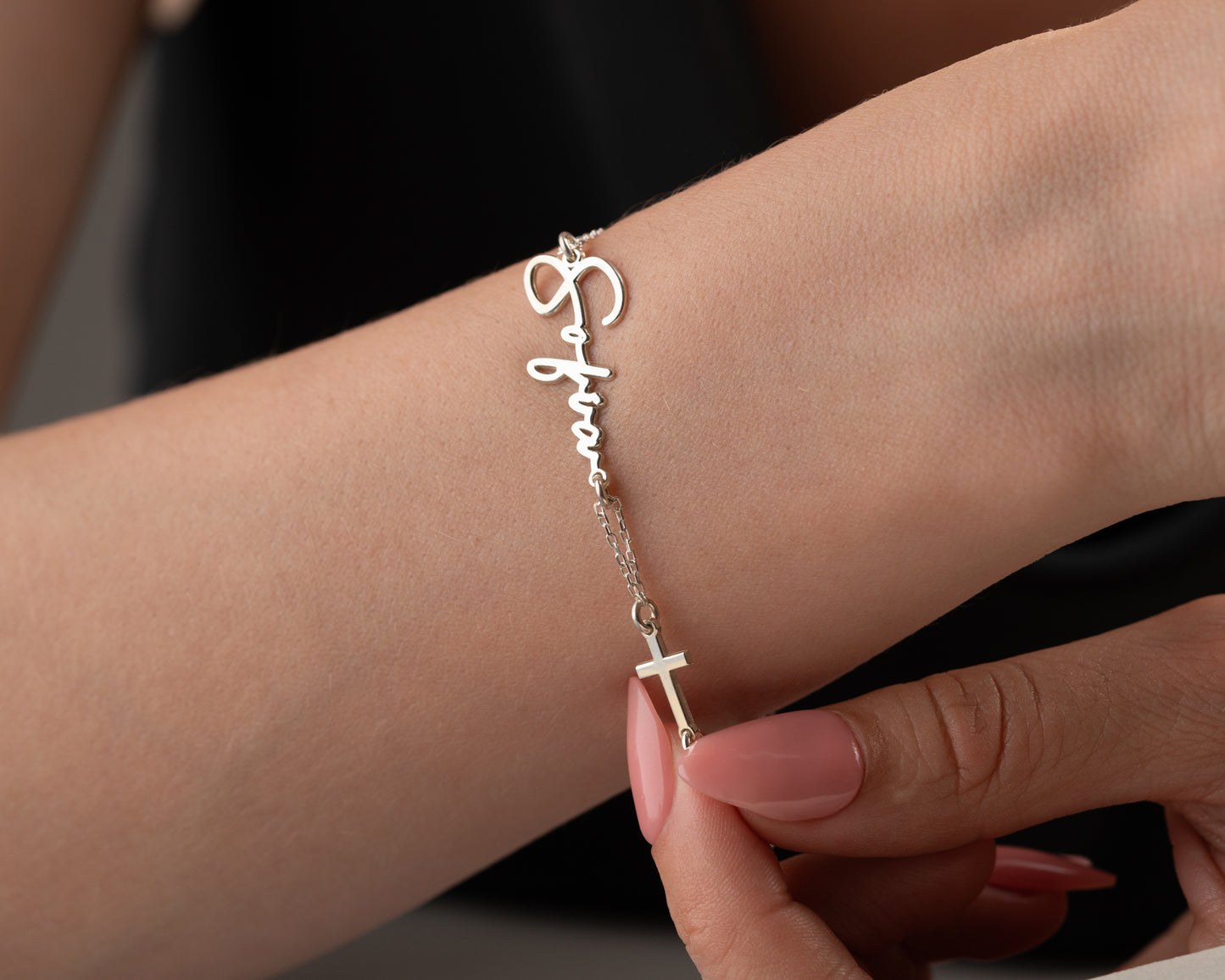 custom name cross bracelet