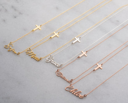 Custom name and cross jewelry