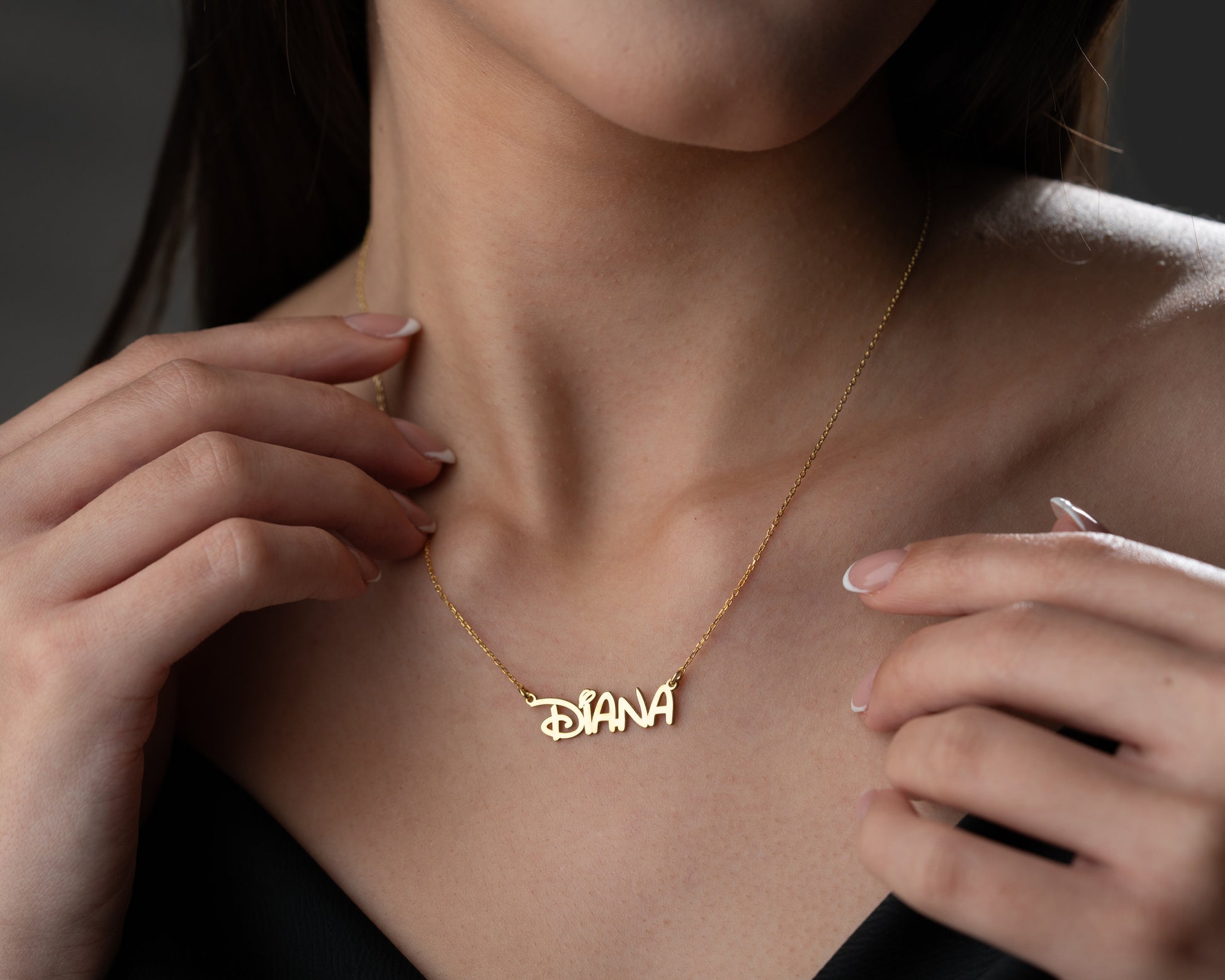 Silver custom script name necklace