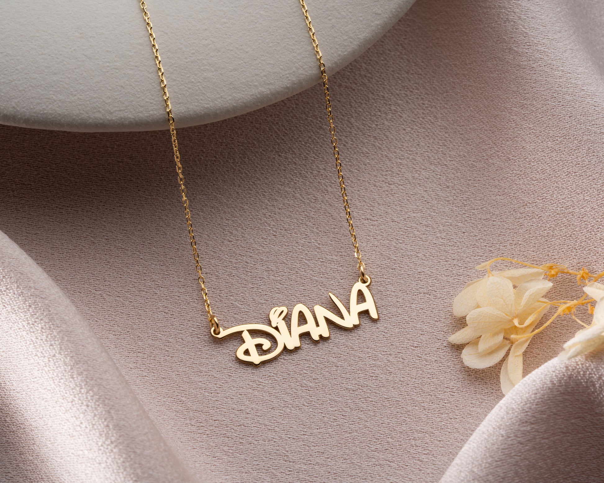 Script name necklace lifestyle photo