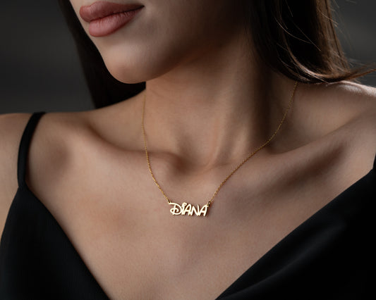 Custom name necklace close-up