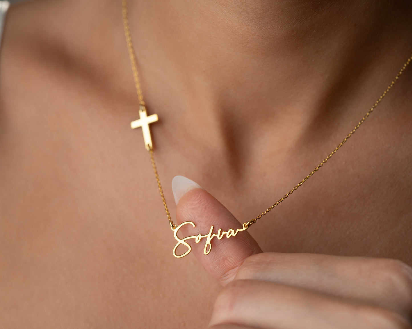 Custom name necklace with cross