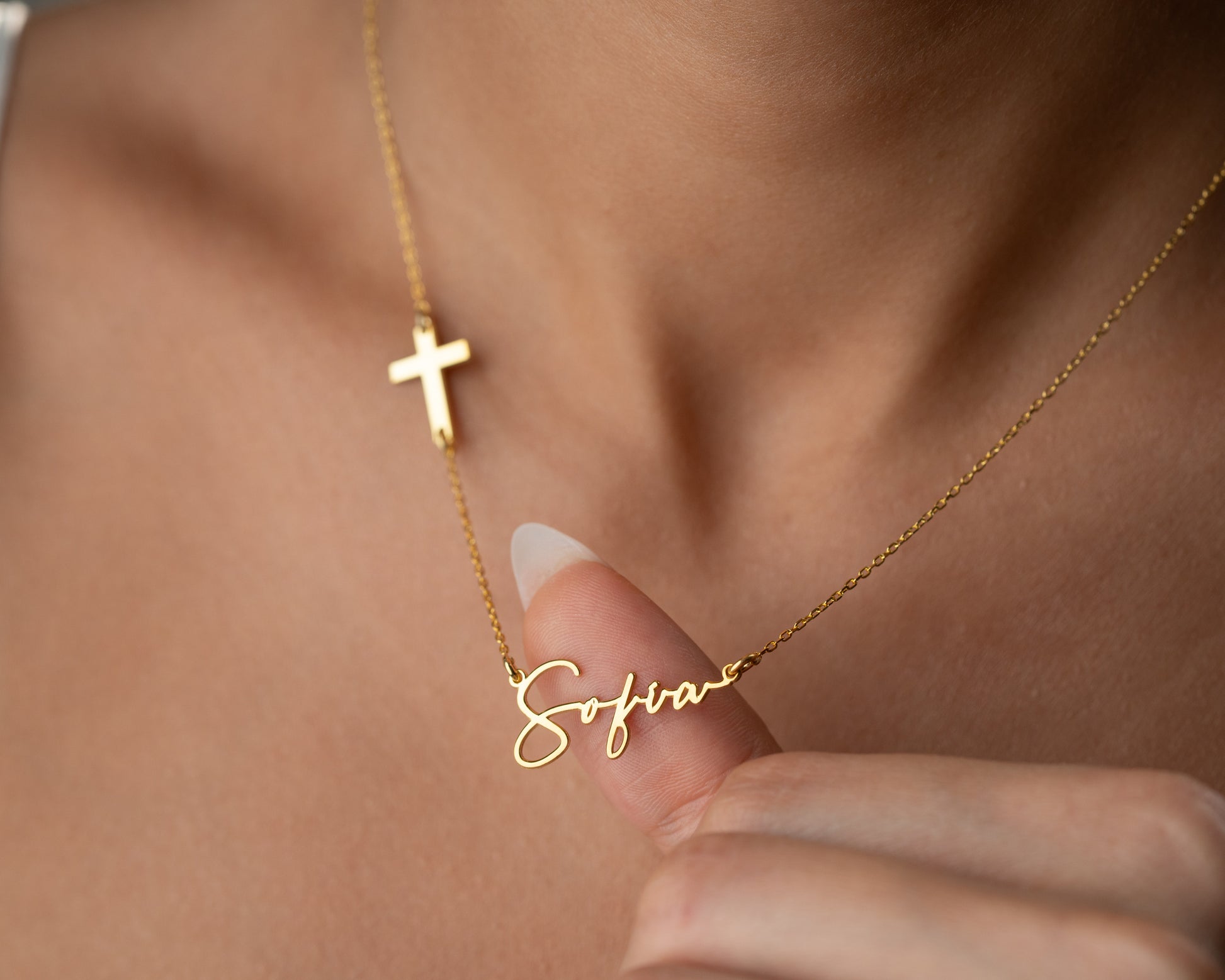 Custom name necklace with cross