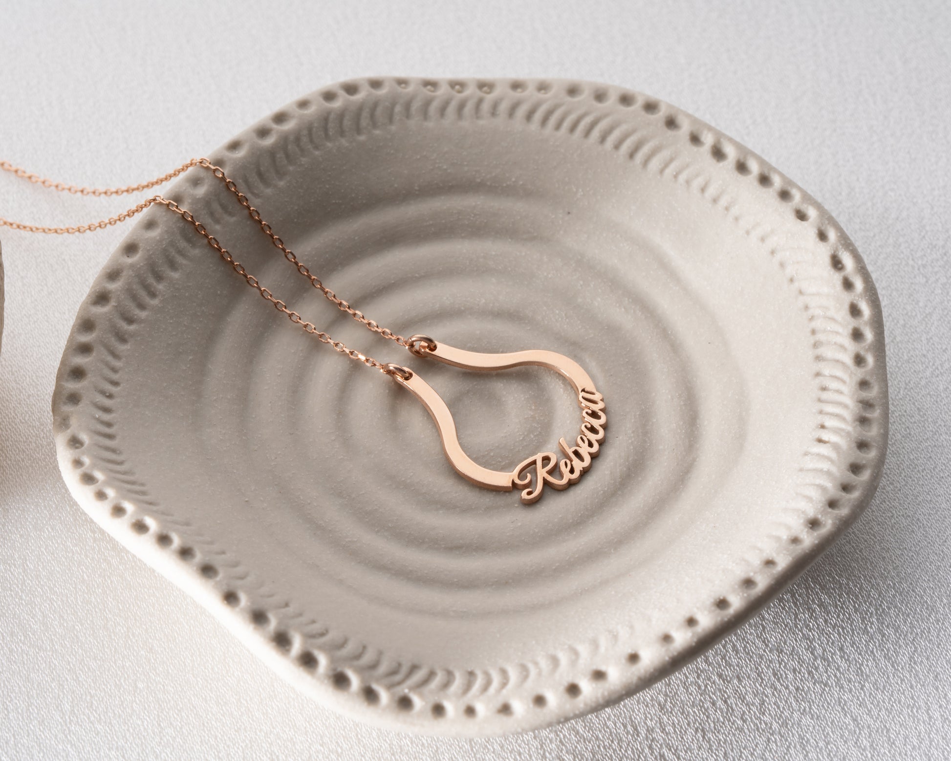 Custom name ring holder necklace