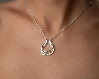 Custom name ring keeper necklace