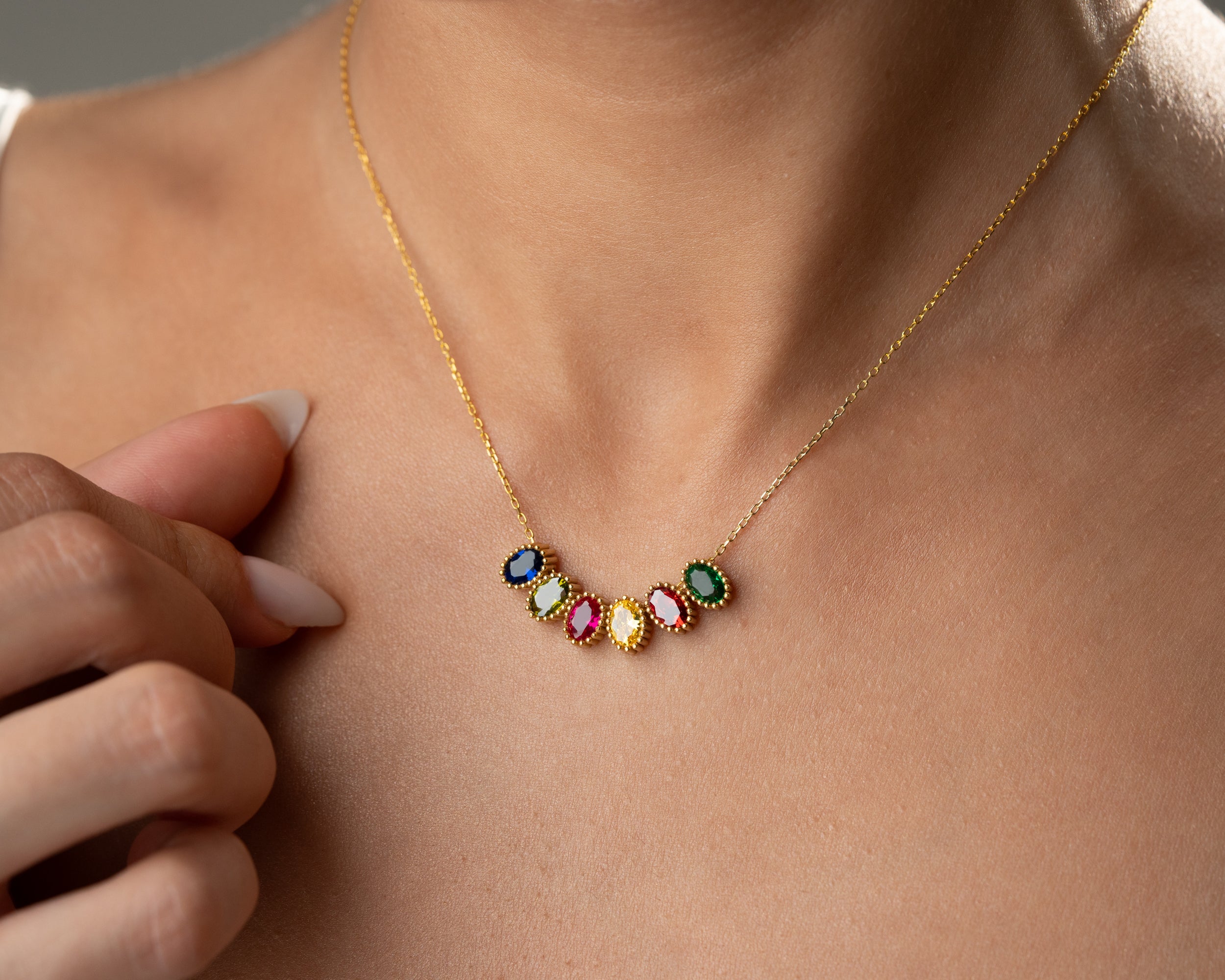 Custom Birthstone Cluster Necklace