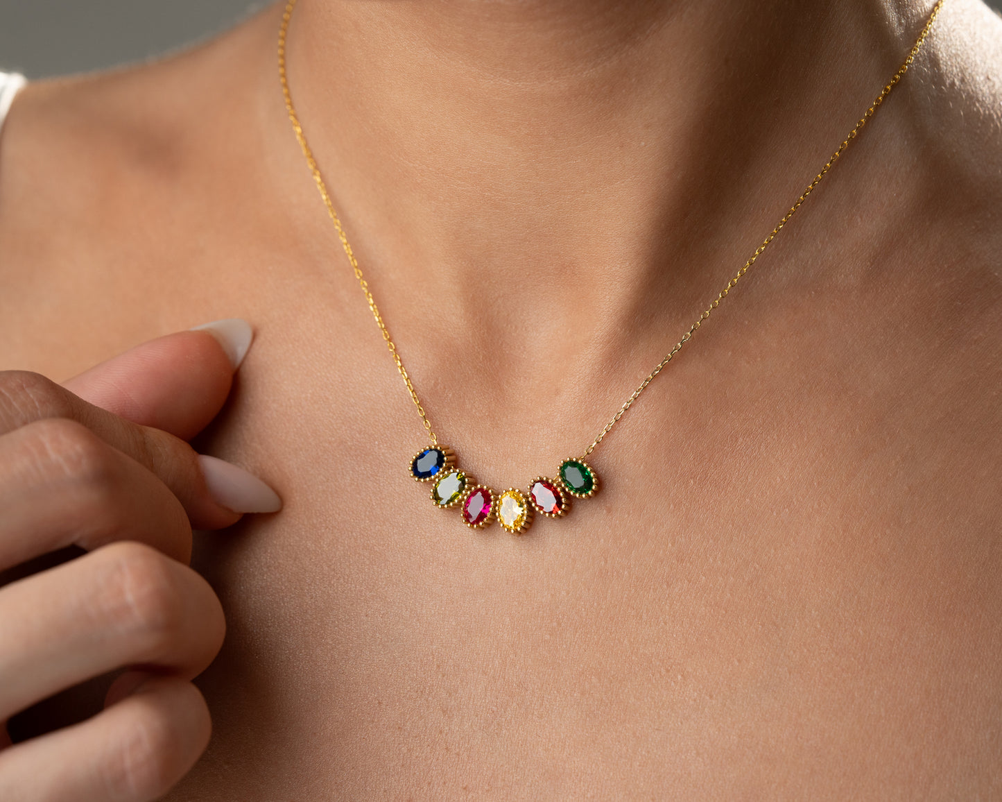 Custom Birthstone Cluster Necklace