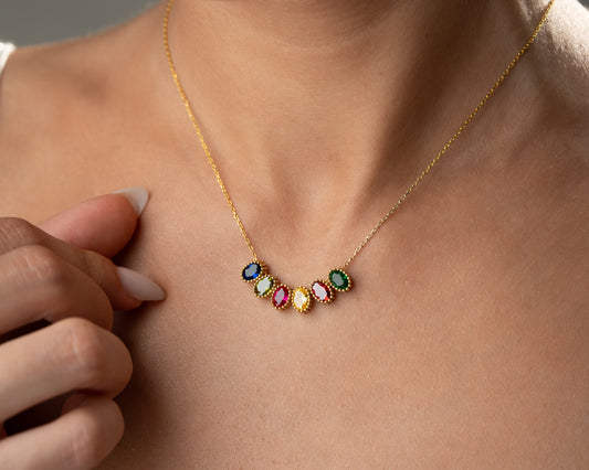 Custom Birthstone Cluster Necklace