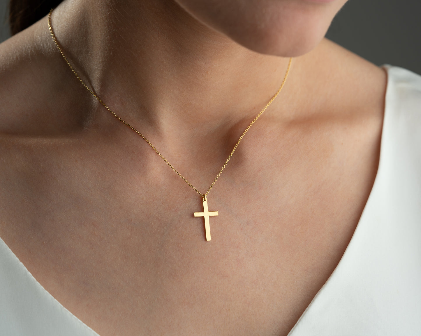 Minimal Cross Necklace Christian Cross Pendant