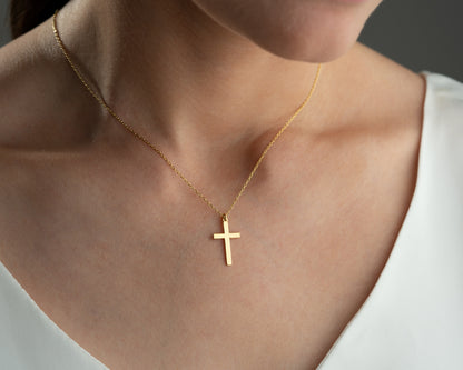 Minimal Cross Necklace Christian Cross Pendant
