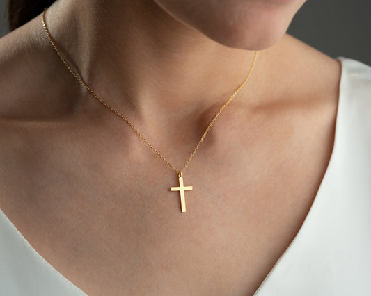 Minimal Cross Necklace Christian Cross Pendant