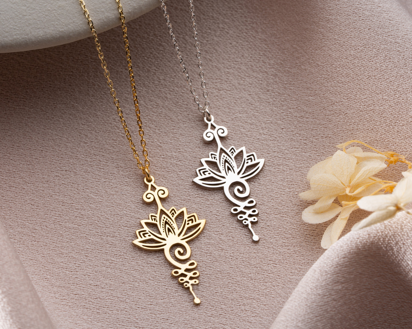 Decorative lotus pendant detail