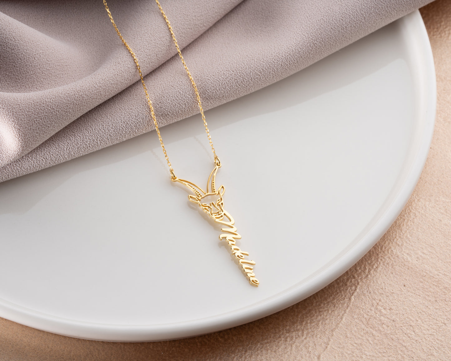 Personalized zodiac name necklace detail 9