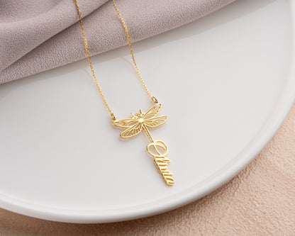 Personalized butterfly and dragonfly name necklace detail 10
