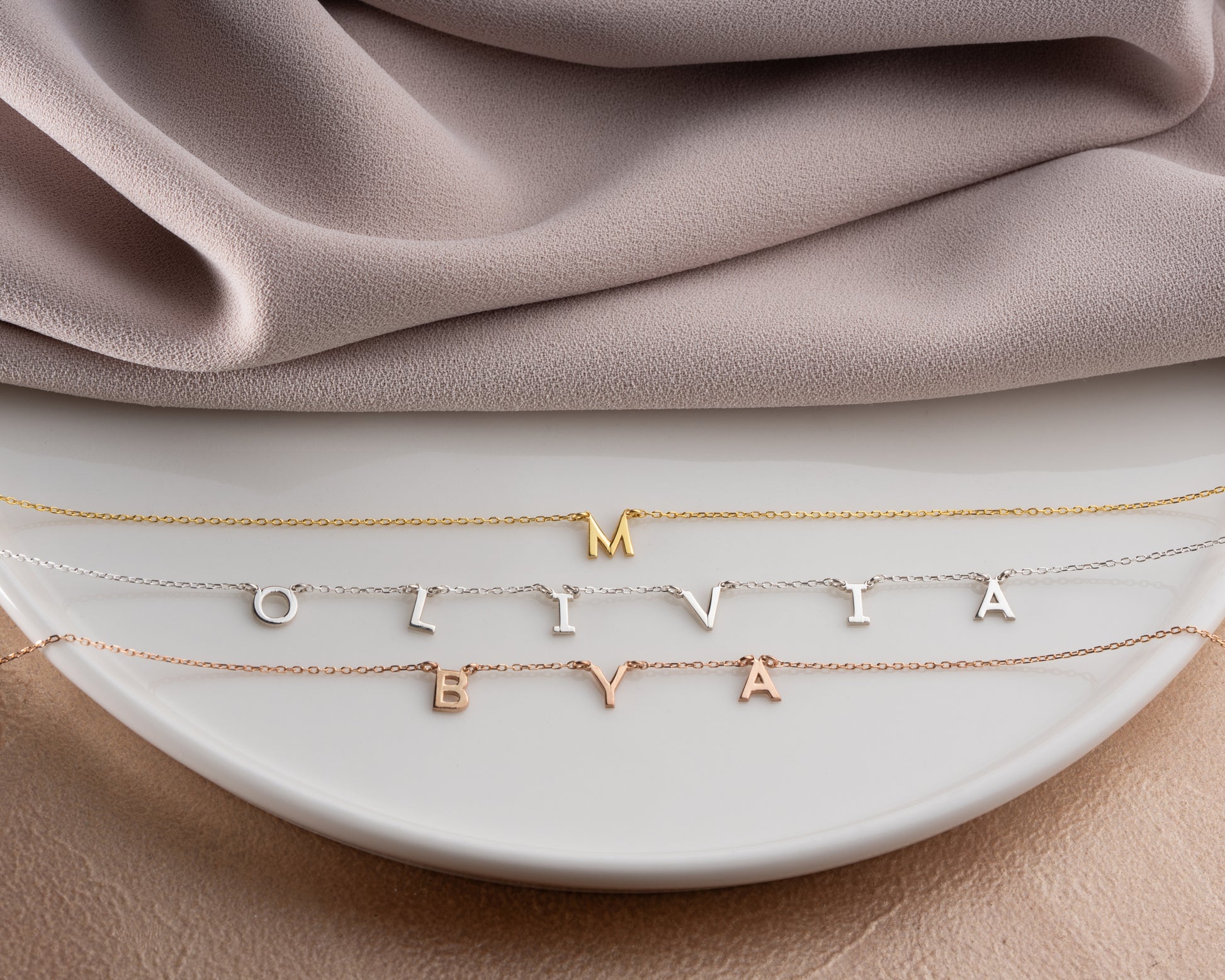 Personalized initial charm necklace detail 12