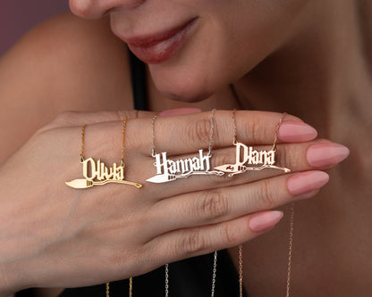 Personalized broom name necklace detail 5
