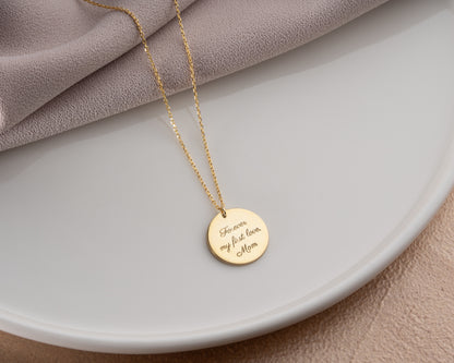 Personalized engraved disc necklace detail 11