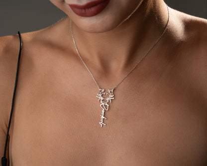 Personalized zodiac name necklace detail 7