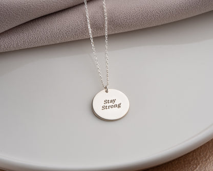 Personalized engraved disc necklace detail 4