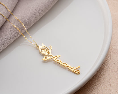 Personalized butterfly and dragonfly name necklace detail 11