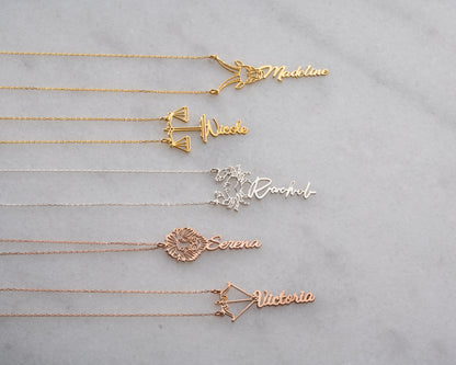 Personalized zodiac name necklace detail 12