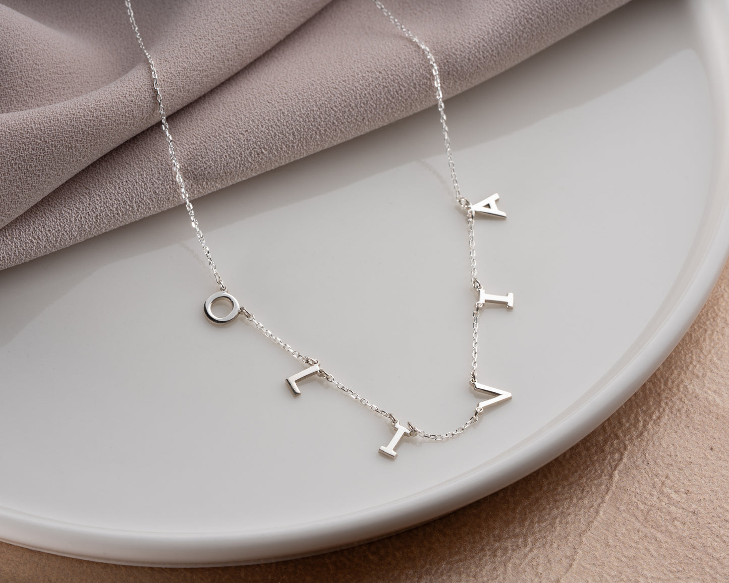 Personalized initial charm necklace detail 11
